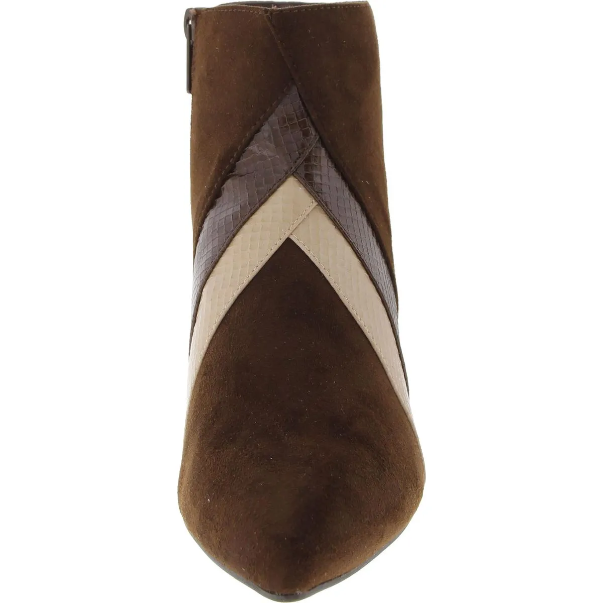Womens Faux Suede Mixed Media Booties
