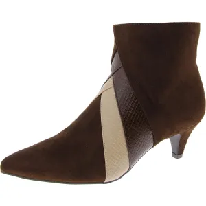 Womens Faux Suede Mixed Media Booties