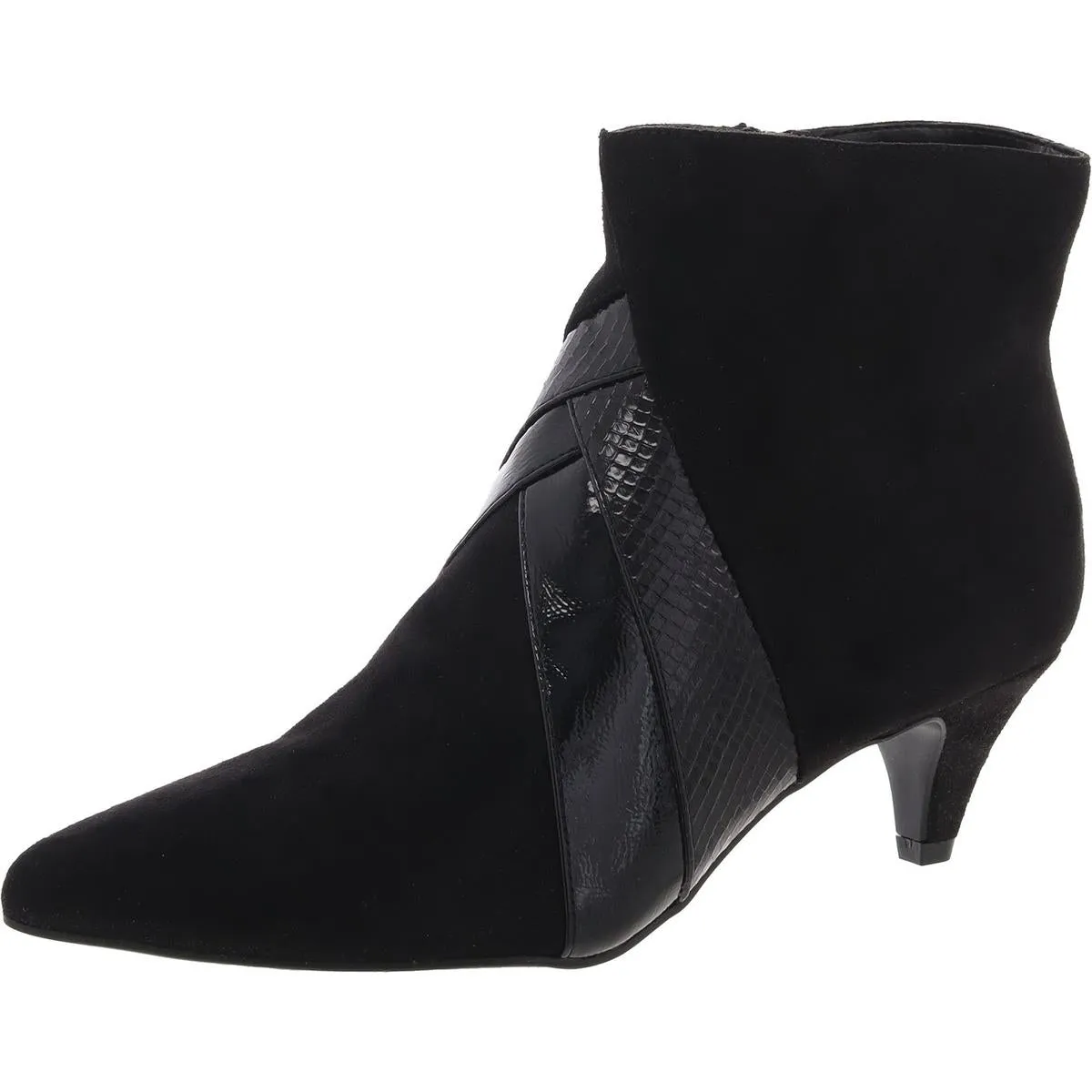 Womens Faux Suede Mixed Media Booties