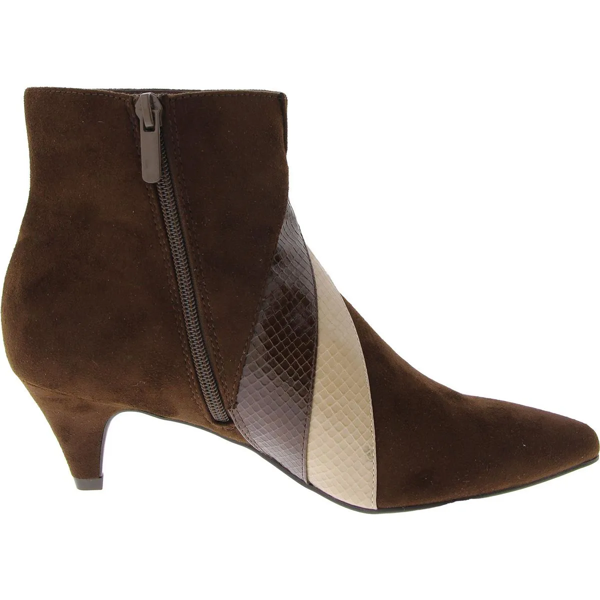 Womens Faux Suede Mixed Media Booties