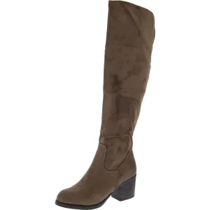 Womens Faux Suede Pull On Over-The-Knee Boots