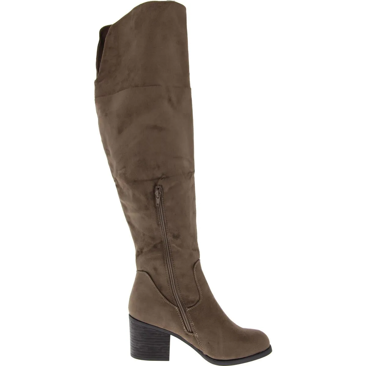 Womens Faux Suede Pull On Over-The-Knee Boots