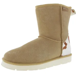 Womens Fleece Lined Leather Winter & Snow Boots