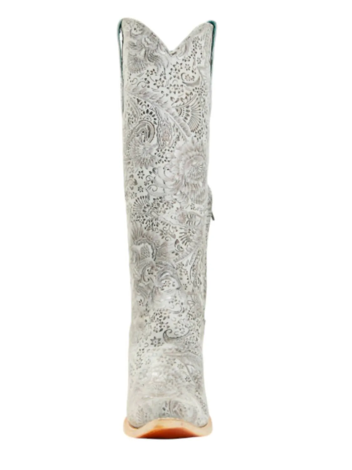 Women's Floral Embroidery Tall Boots In Silver