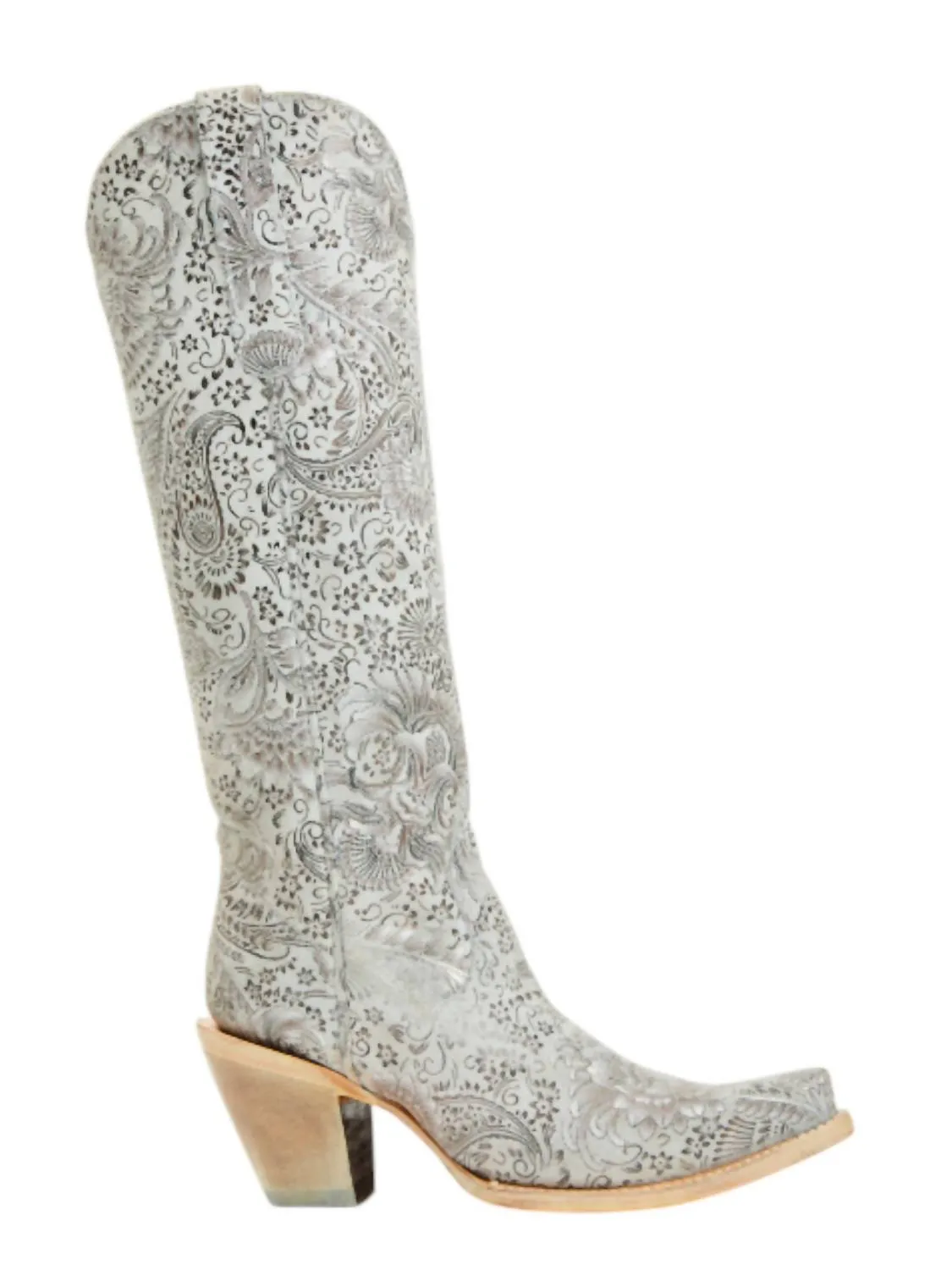 Women's Floral Embroidery Tall Boots In Silver