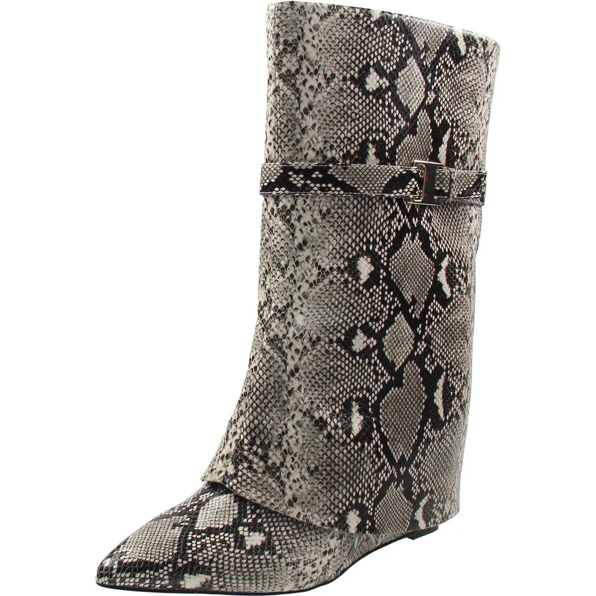 Womens Fold-Over Leather Mid-Calf Boots