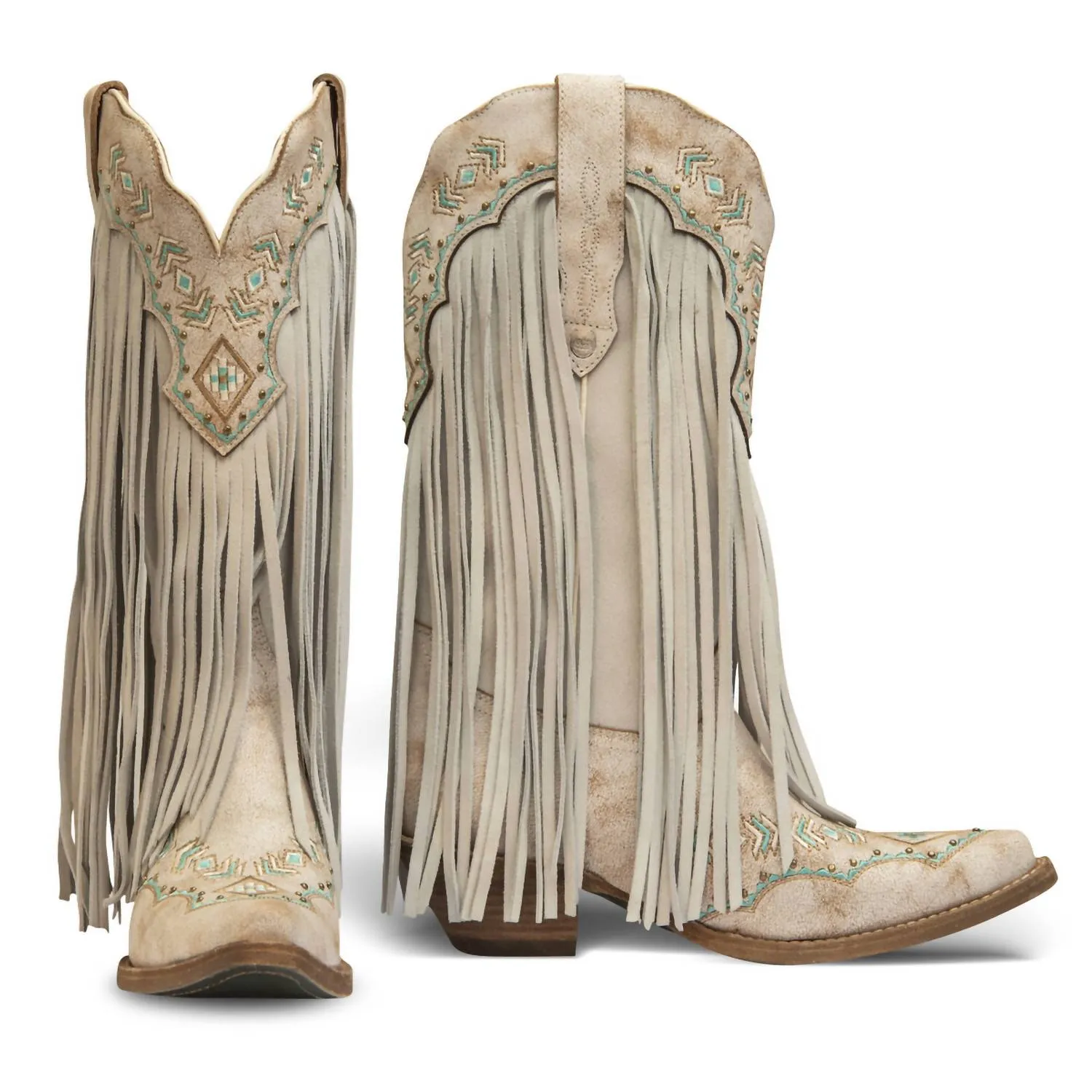 Women's Franny Leather Cowgirl Boots In White