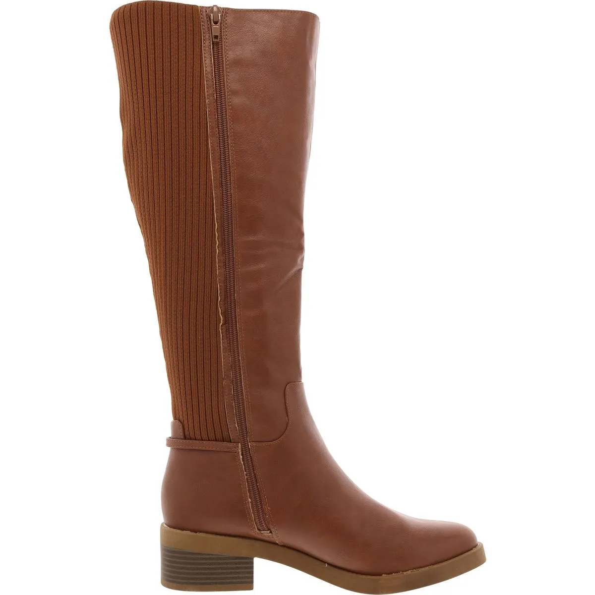 Womens Fux Leather Zipper Knee-High Boots