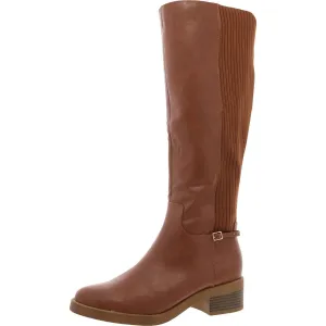 Womens Fux Leather Zipper Knee-High Boots
