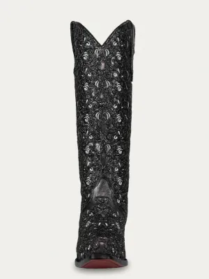Women's Glitter Overlay Boots In Black