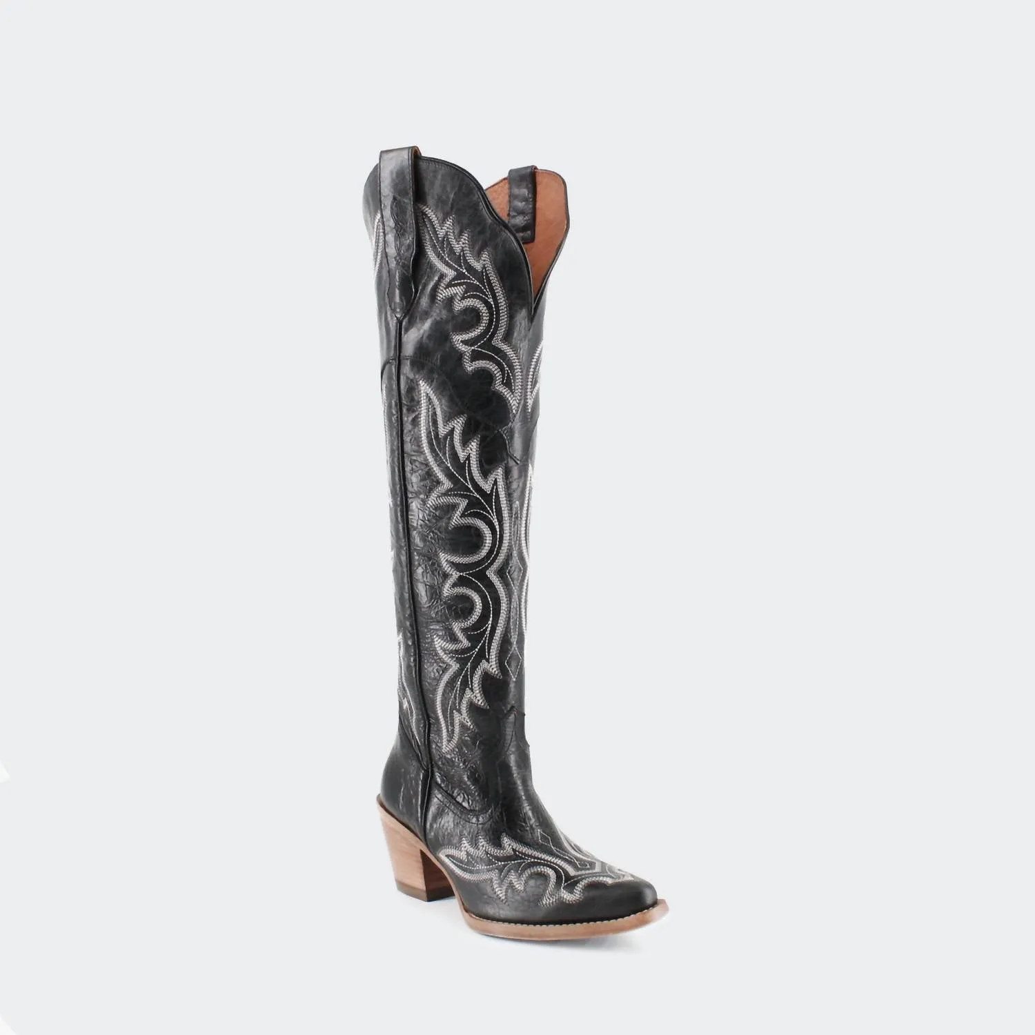 Women's Julia Leather Cowgirl Boots In Black