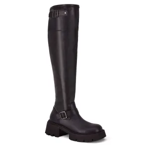 Women's Knee High Combat Boots In Black
