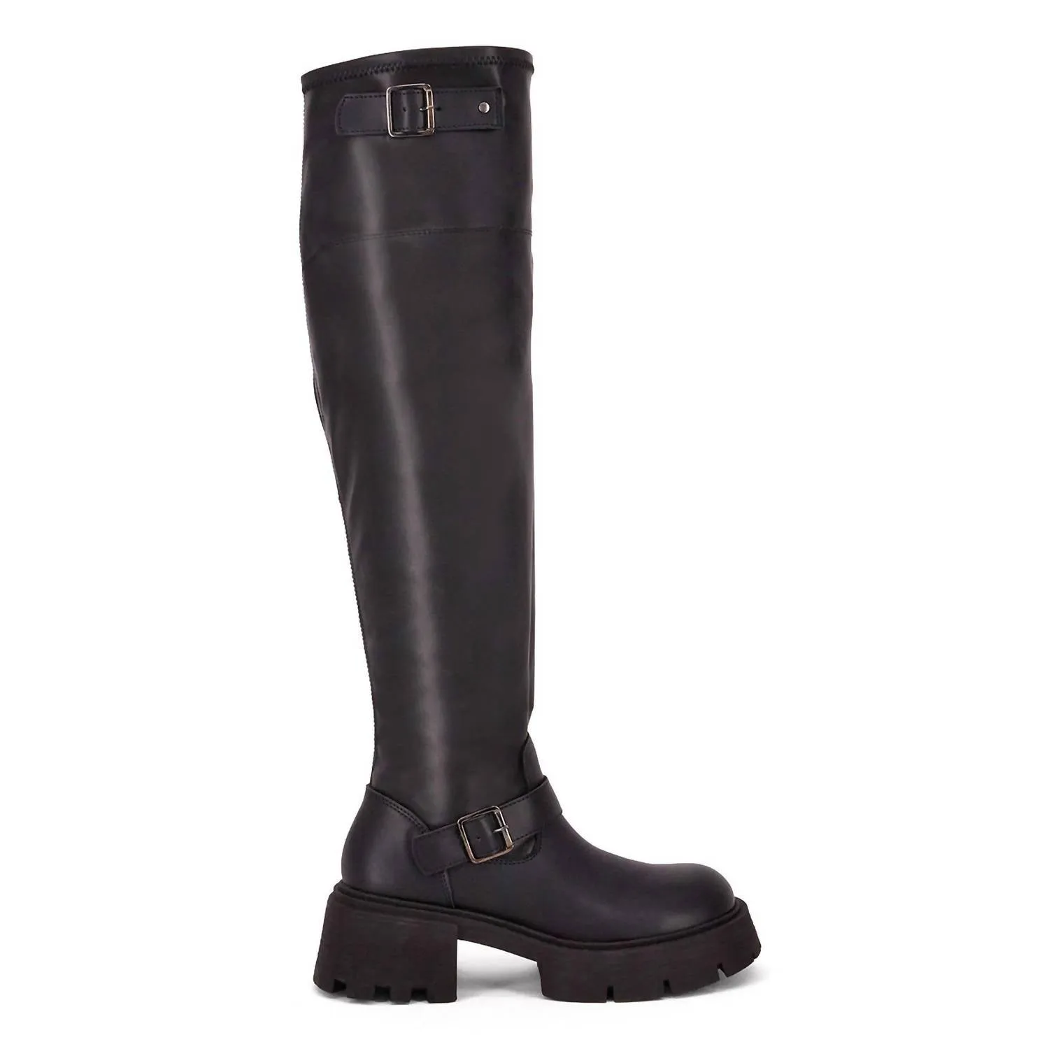 Women's Knee High Combat Boots In Black