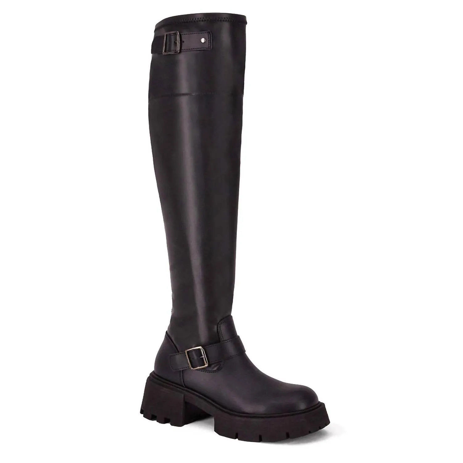 Women's Knee High Combat Boots In Black