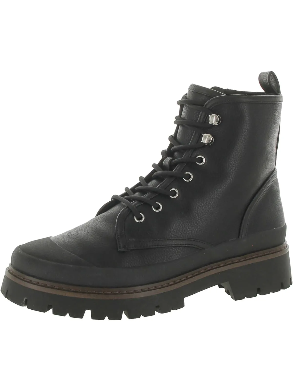 Womens Lace-Up Faux Leather Combat & Lace-Up Boots