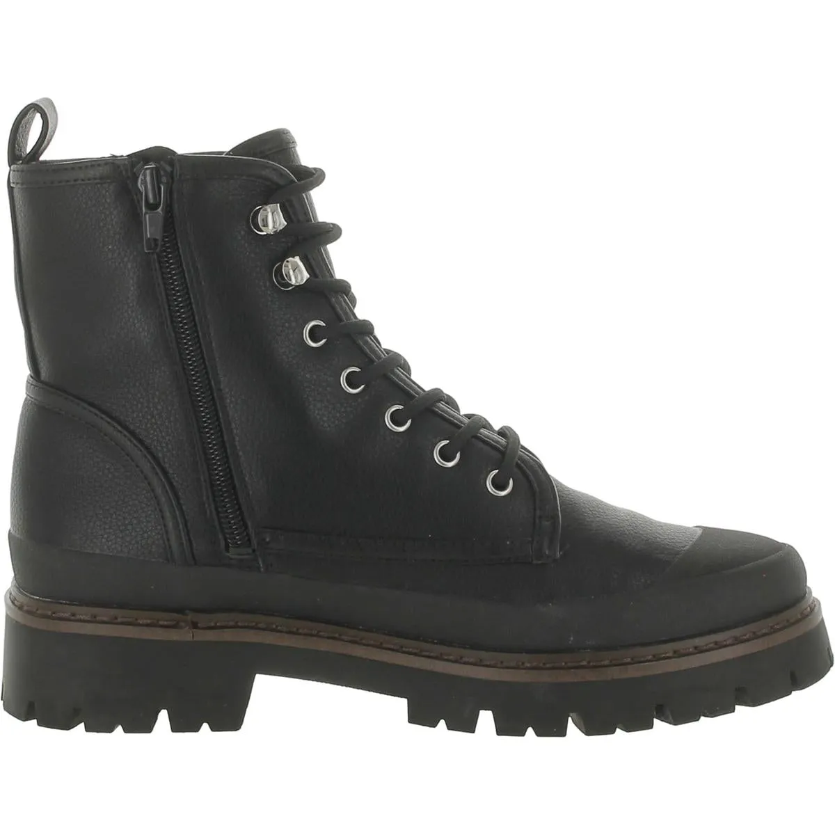 Womens Lace-Up Faux Leather Combat & Lace-Up Boots
