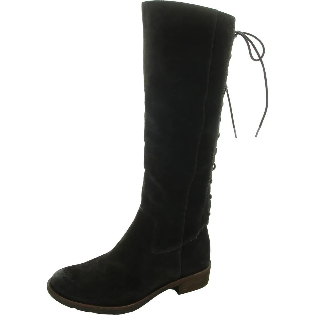 Womens Lace-Up Suede Knee-High Boots