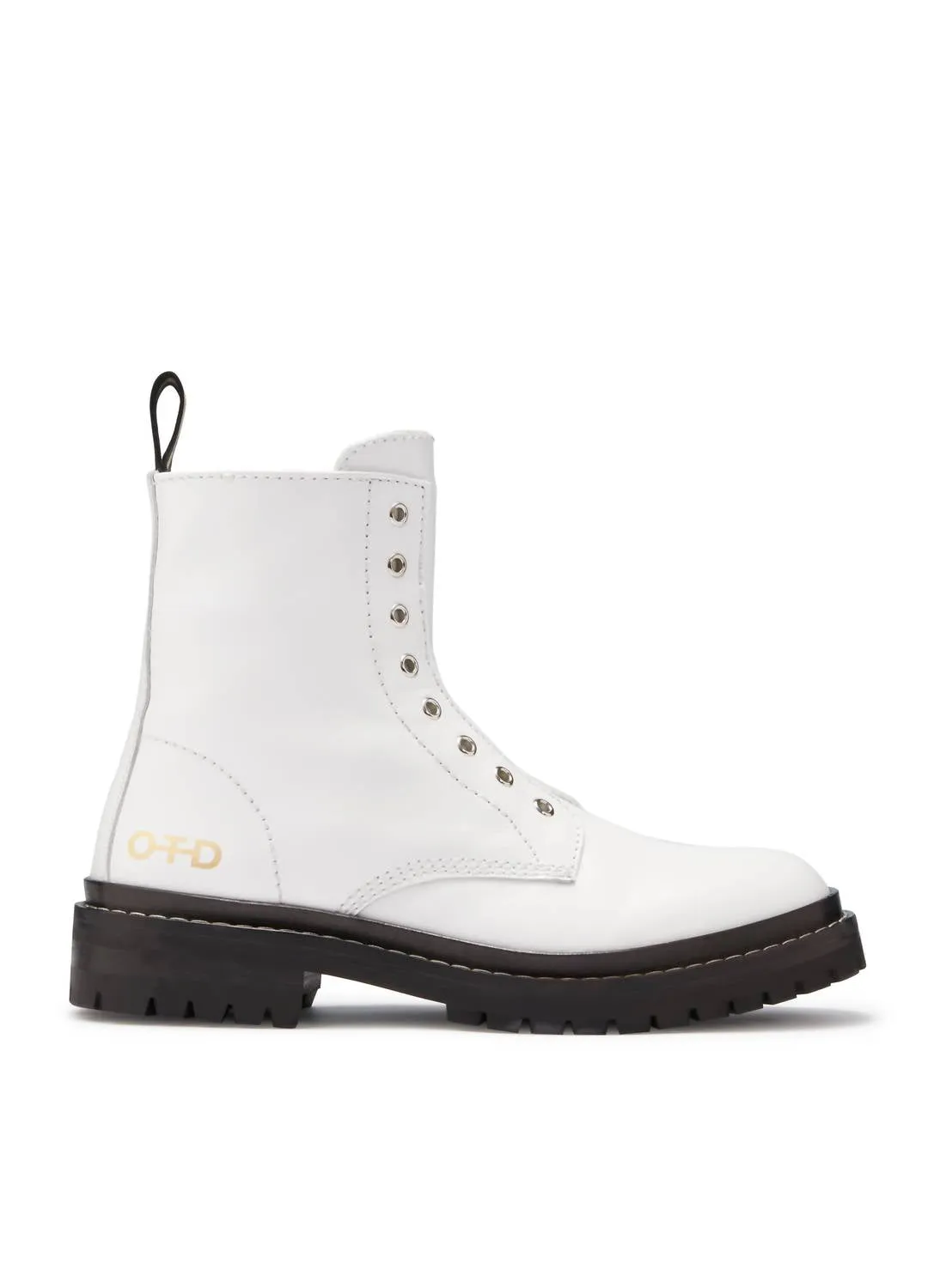 Women's Laceless Leather Combat Boots In White