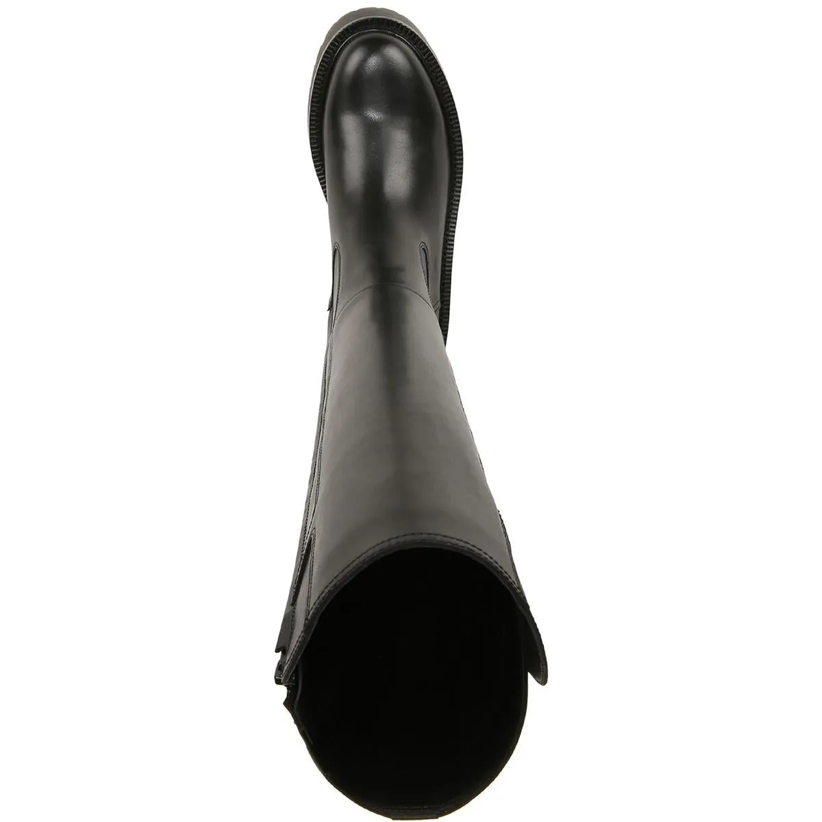 Womens Leather Block Heel Knee-High Boots