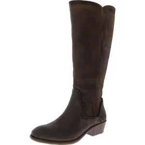 Womens Leather Distressed Knee-High Boots