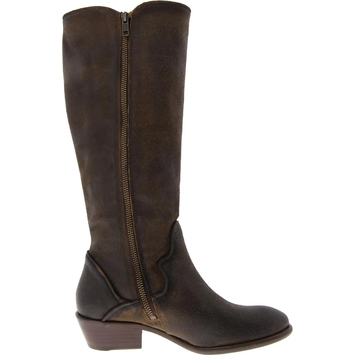 Womens Leather Distressed Knee-High Boots