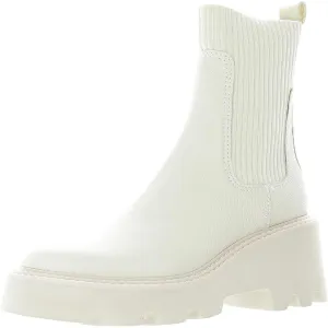 Womens Lugged Sole Leather Mid-Calf Boots