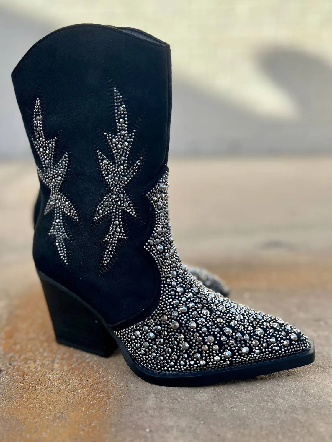 Women's Lux Rhinestone Booties In Black