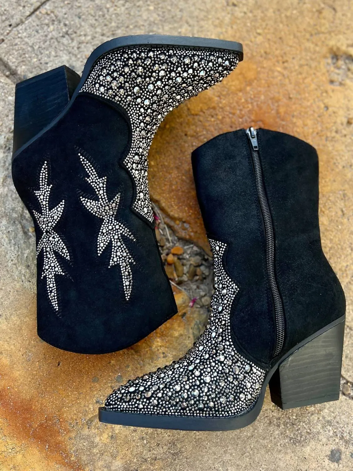 Women's Lux Rhinestone Booties In Black