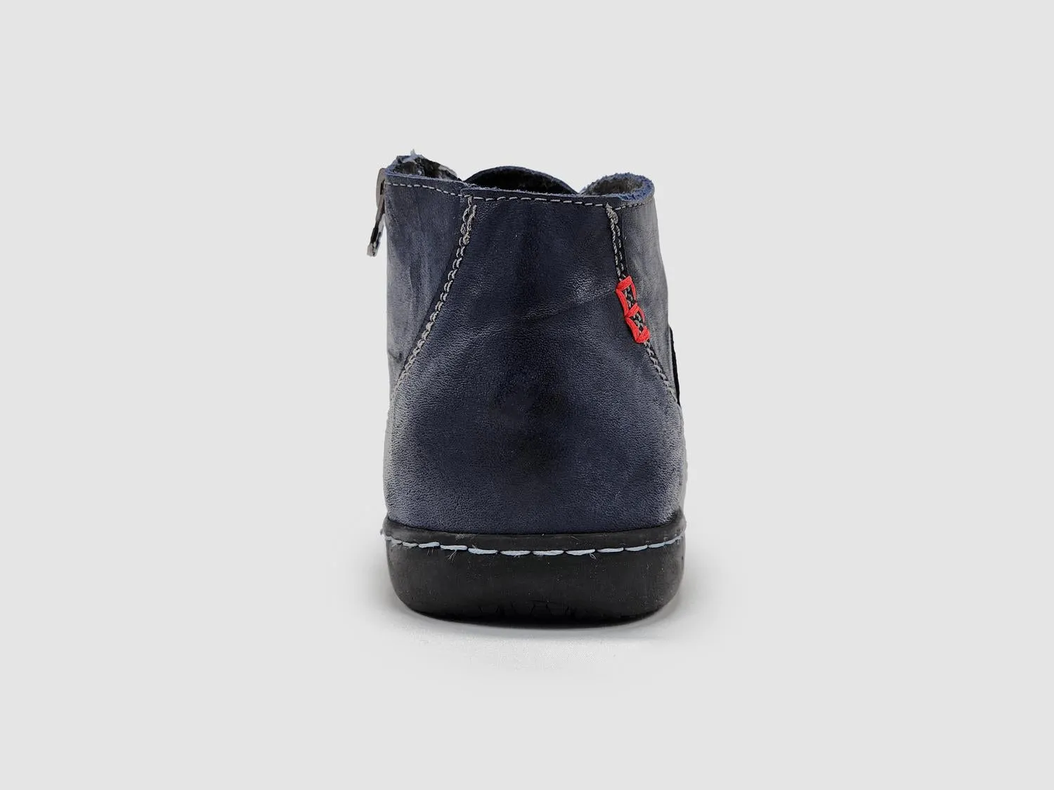 Women's Medical-Sole Wool-Lined Zip-Up Leather Boots In Navy