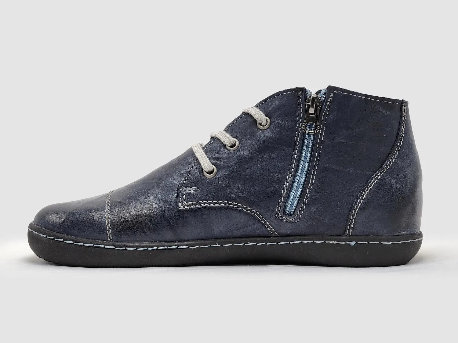 Women's Medical-Sole Wool-Lined Zip-Up Leather Boots In Navy