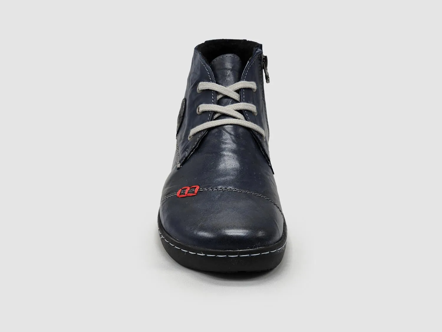 Women's Medical-Sole Wool-Lined Zip-Up Leather Boots In Navy