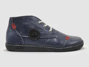 Women's Medical-Sole Wool-Lined Zip-Up Leather Boots In Navy