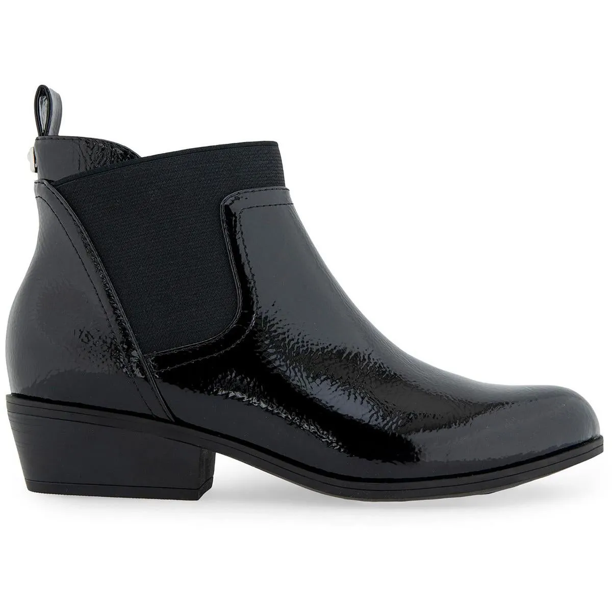 Womens Mixed Media Faux Leather Ankle Boots