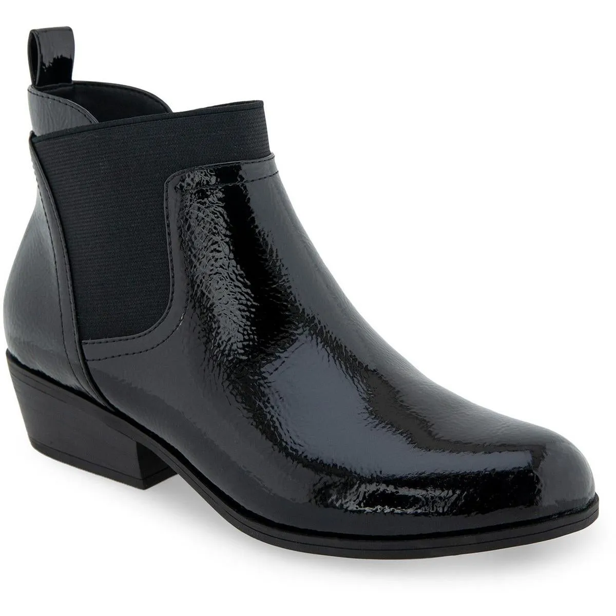 Womens Mixed Media Faux Leather Ankle Boots