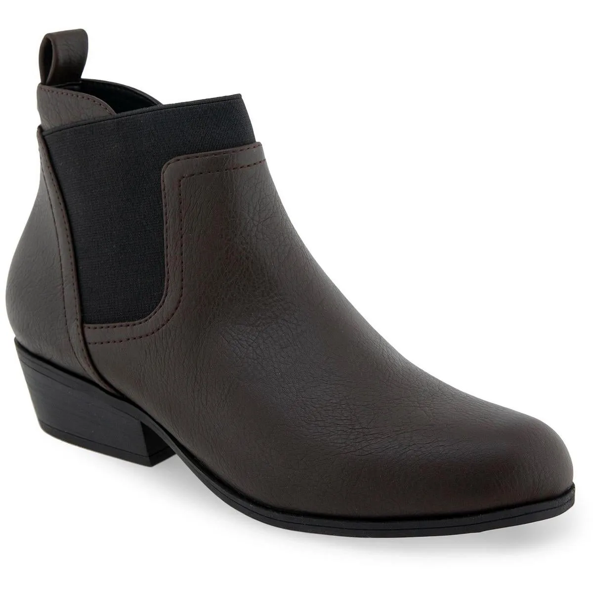 Womens Mixed Media Faux Leather Ankle Boots