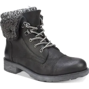 Womens Mixed Media Lug Sole Lace-Up Boot