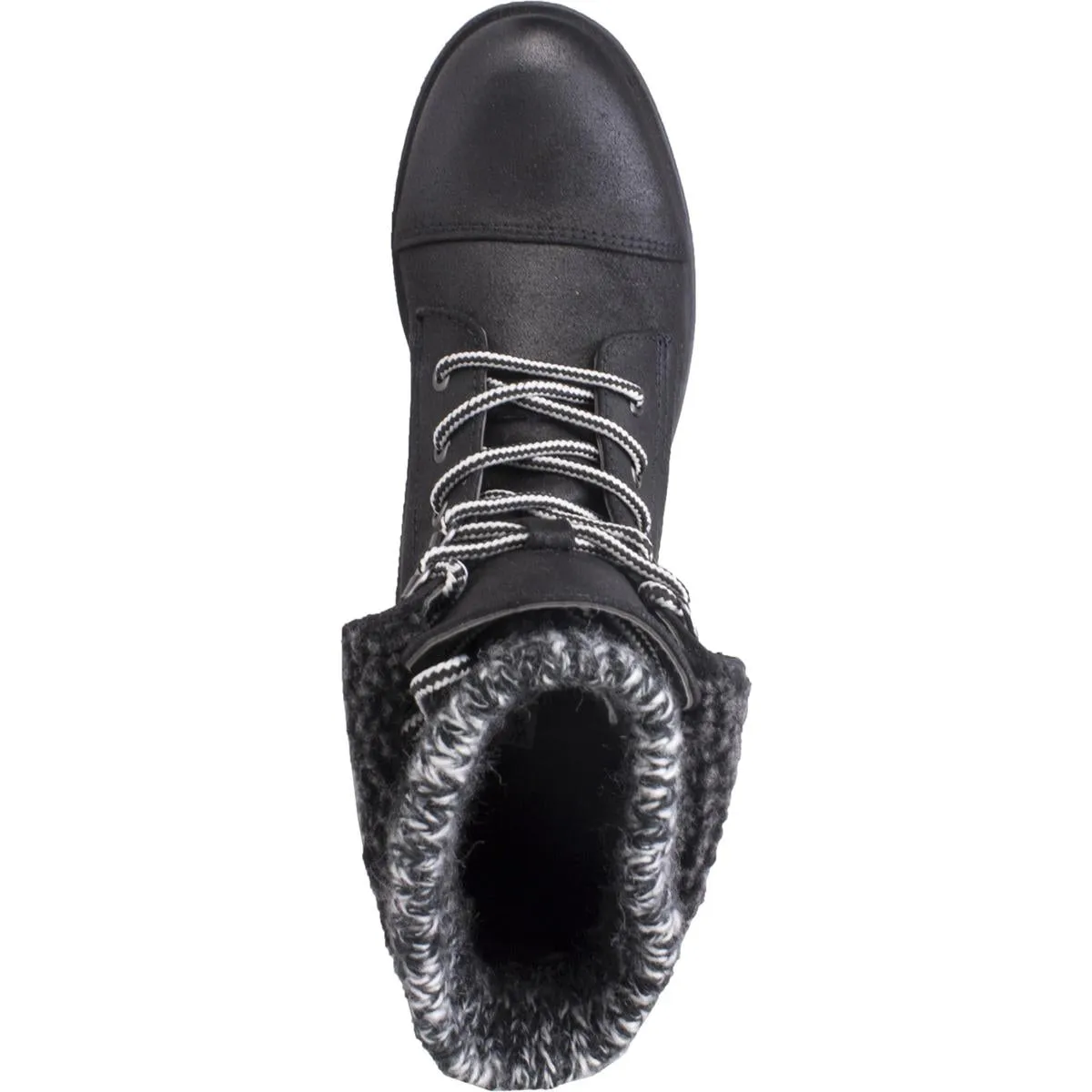 Womens Mixed Media Lug Sole Lace-Up Boot