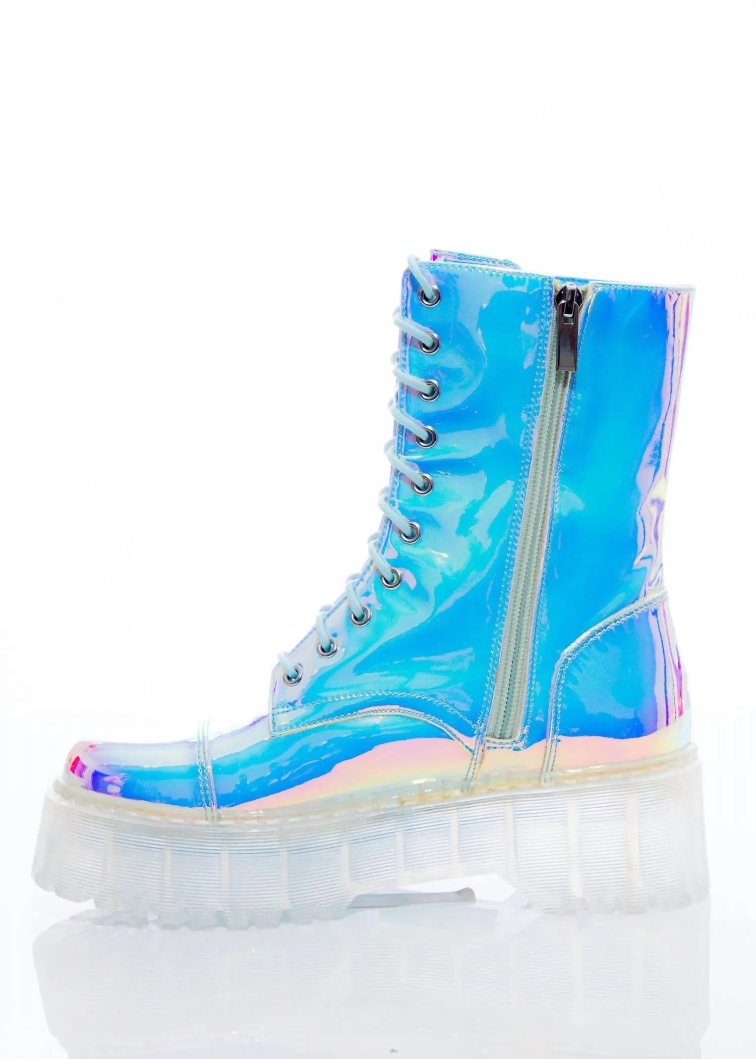 Women's Opal Combat Boot In Iridescent Multi