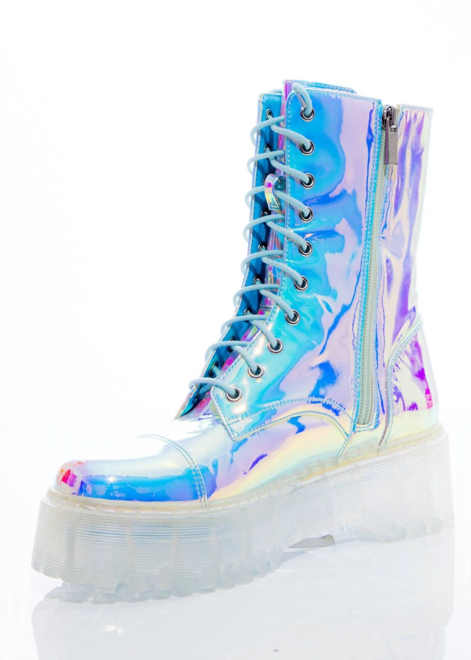 Women's Opal Combat Boot In Iridescent Multi