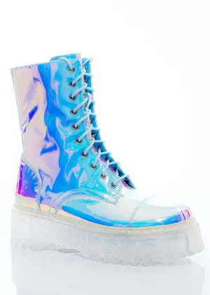 Women's Opal Combat Boot In Iridescent Multi