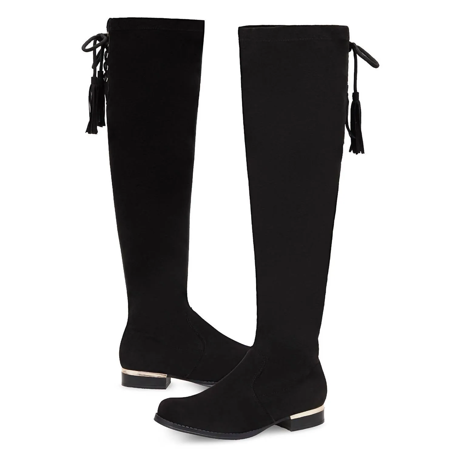 Women's Over The Knee Low Heel Boots In Black