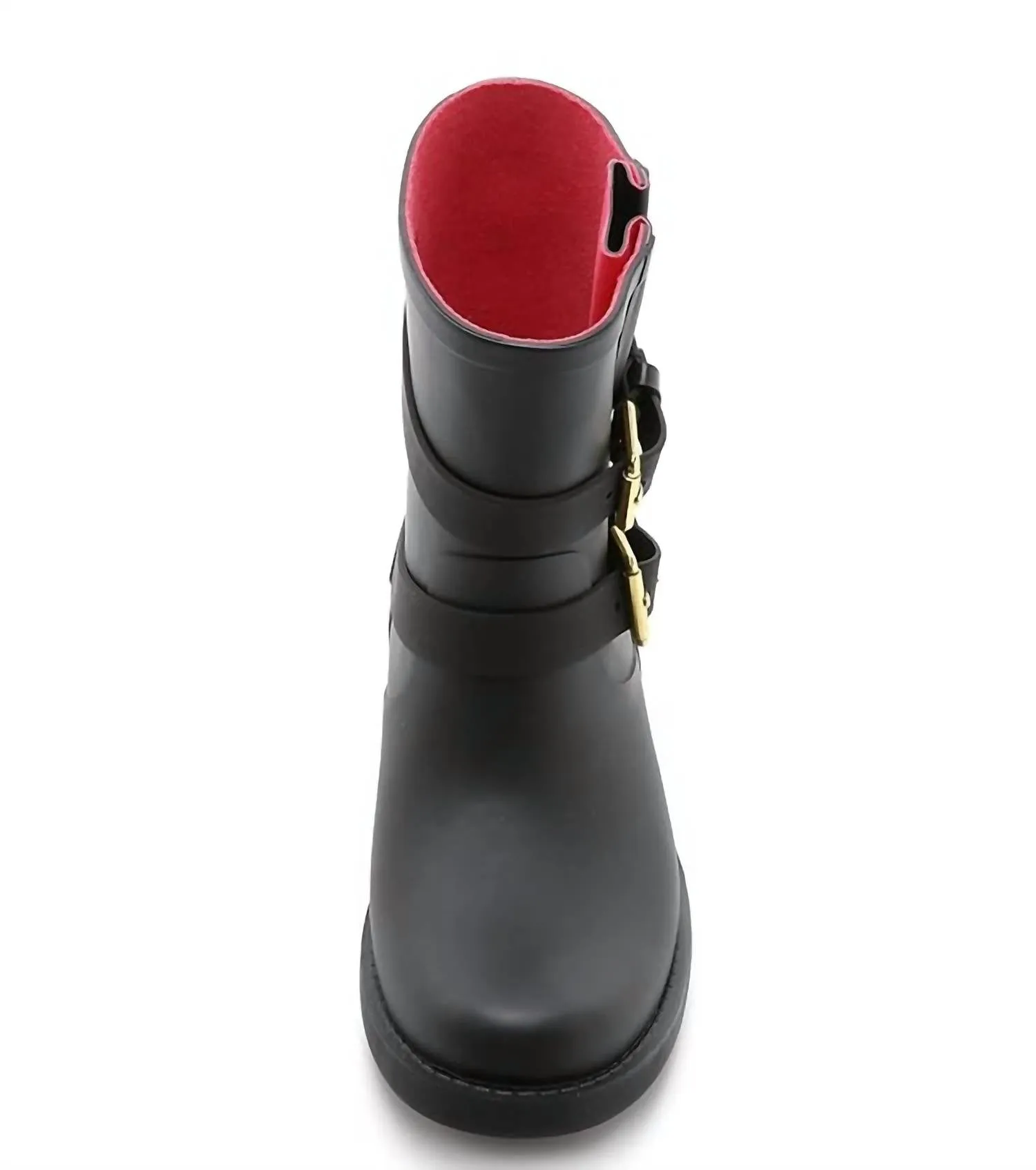 Women's Pamela Moto Rubber Rain Boots In Black