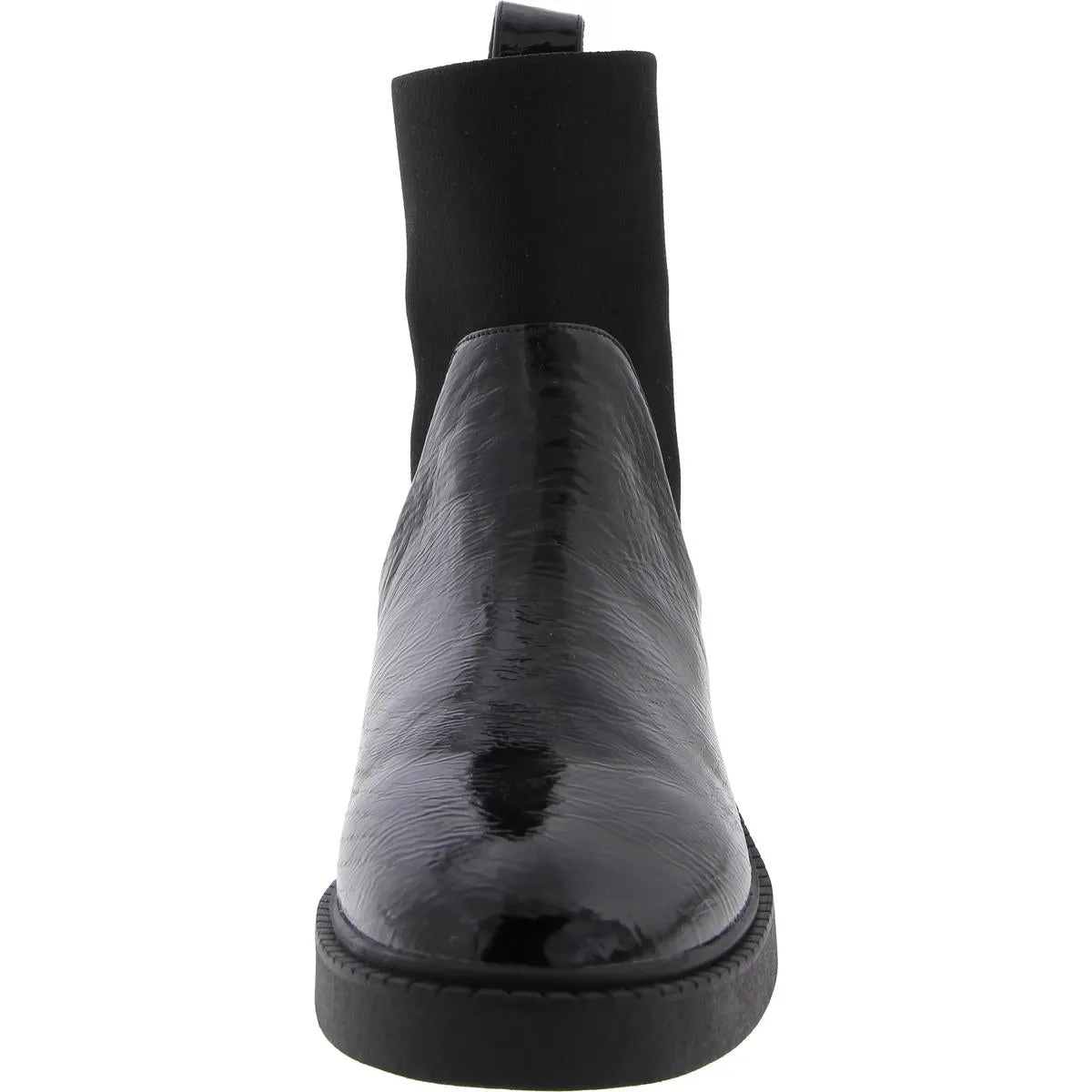 Womens Patent Pull On Chelsea Boots