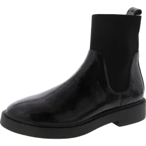 Womens Patent Pull On Chelsea Boots
