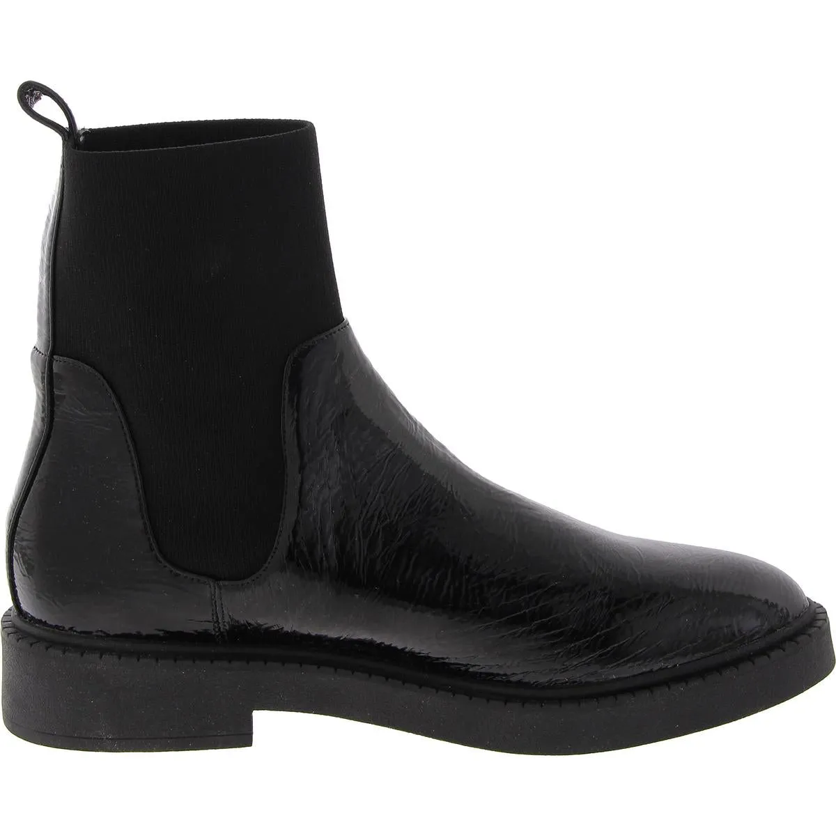 Womens Patent Pull On Chelsea Boots