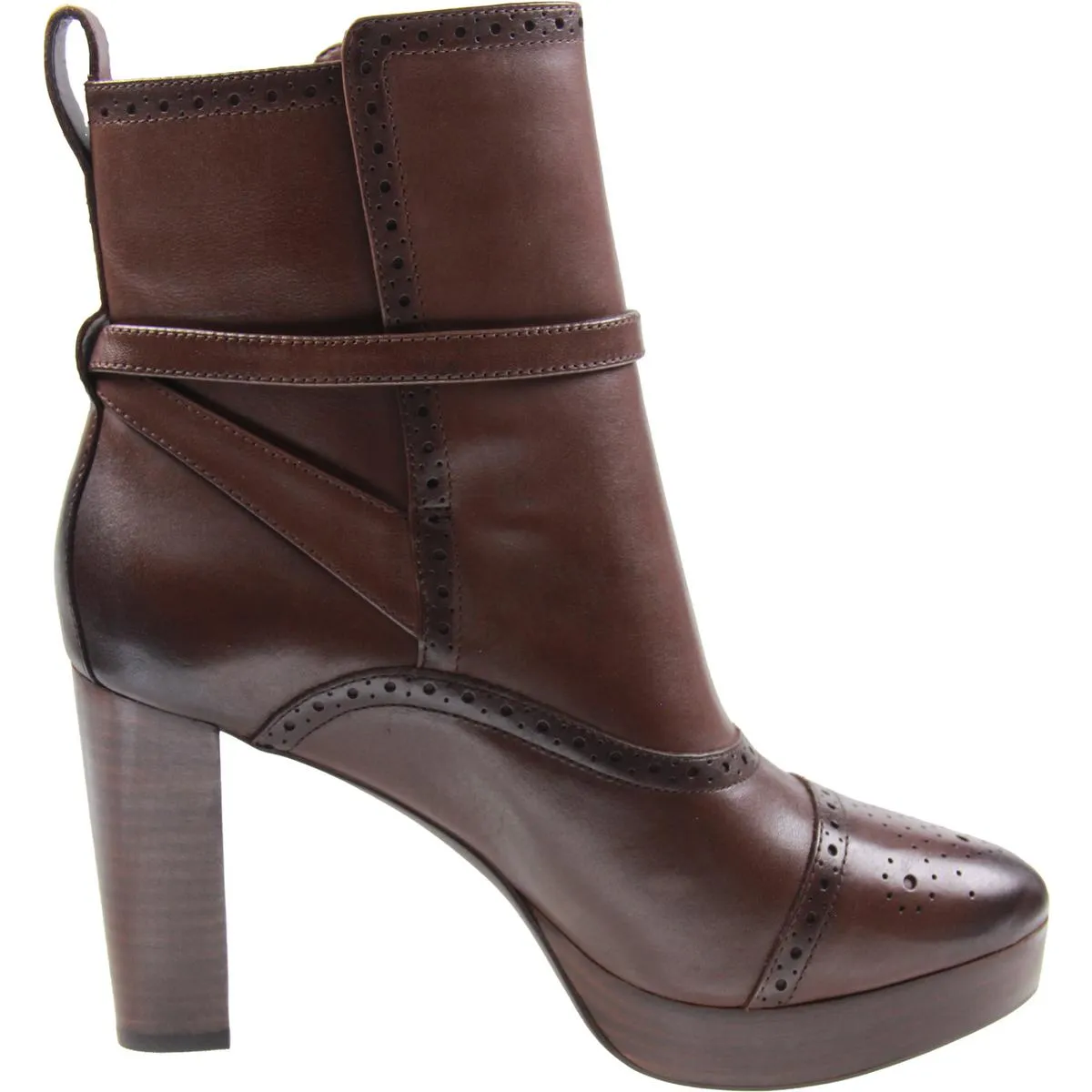Womens Perforated Leather Mid-Calf Boots