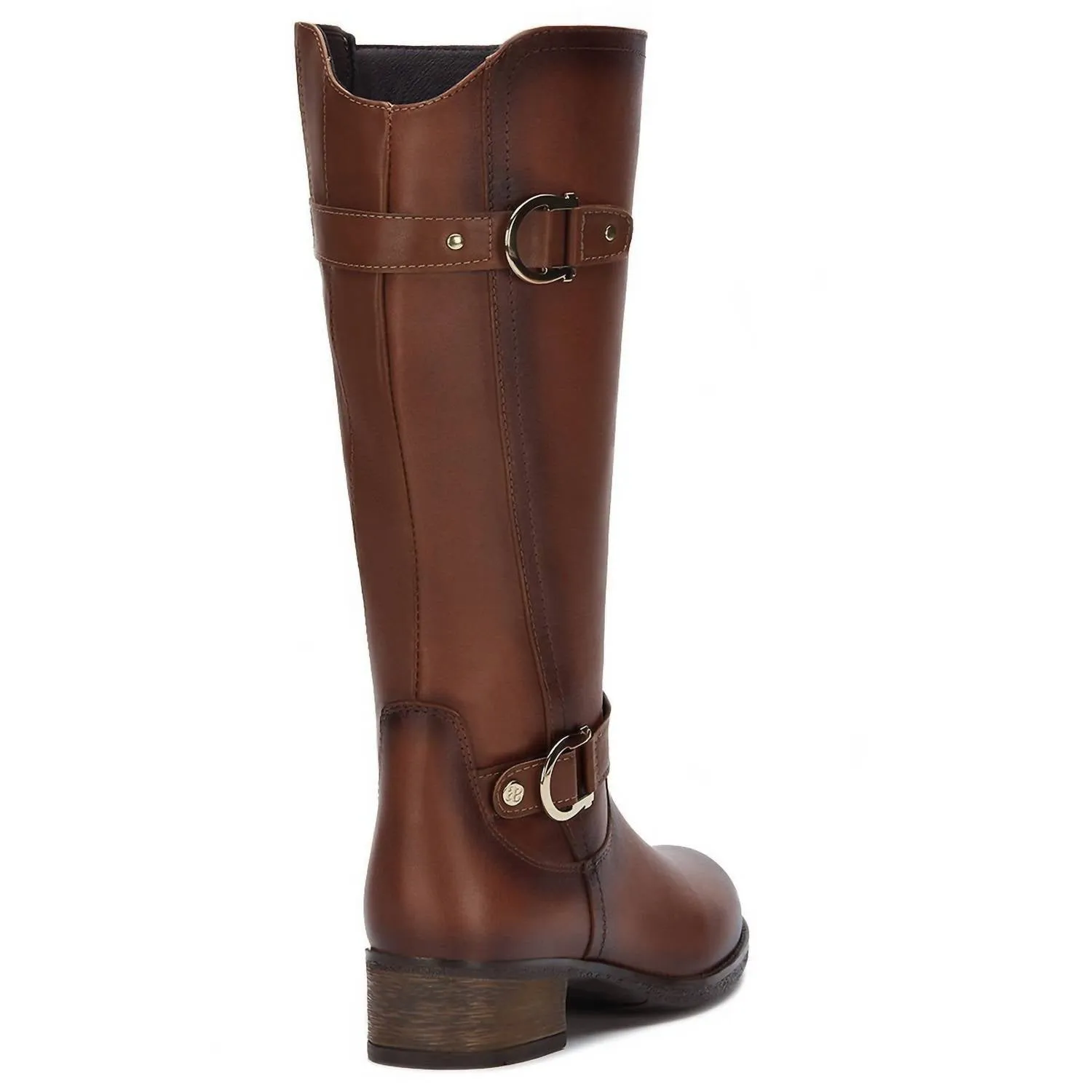 Women's Riding Boots With Metal Ornaments In Honey