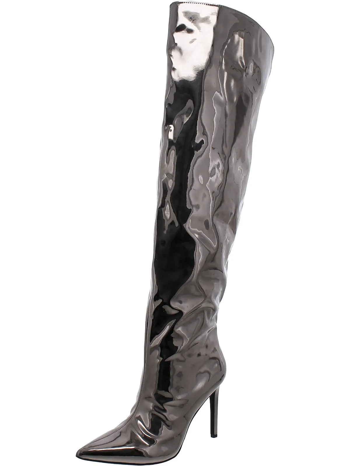 Womens Slip On Pointed Toe Knee-High Boots