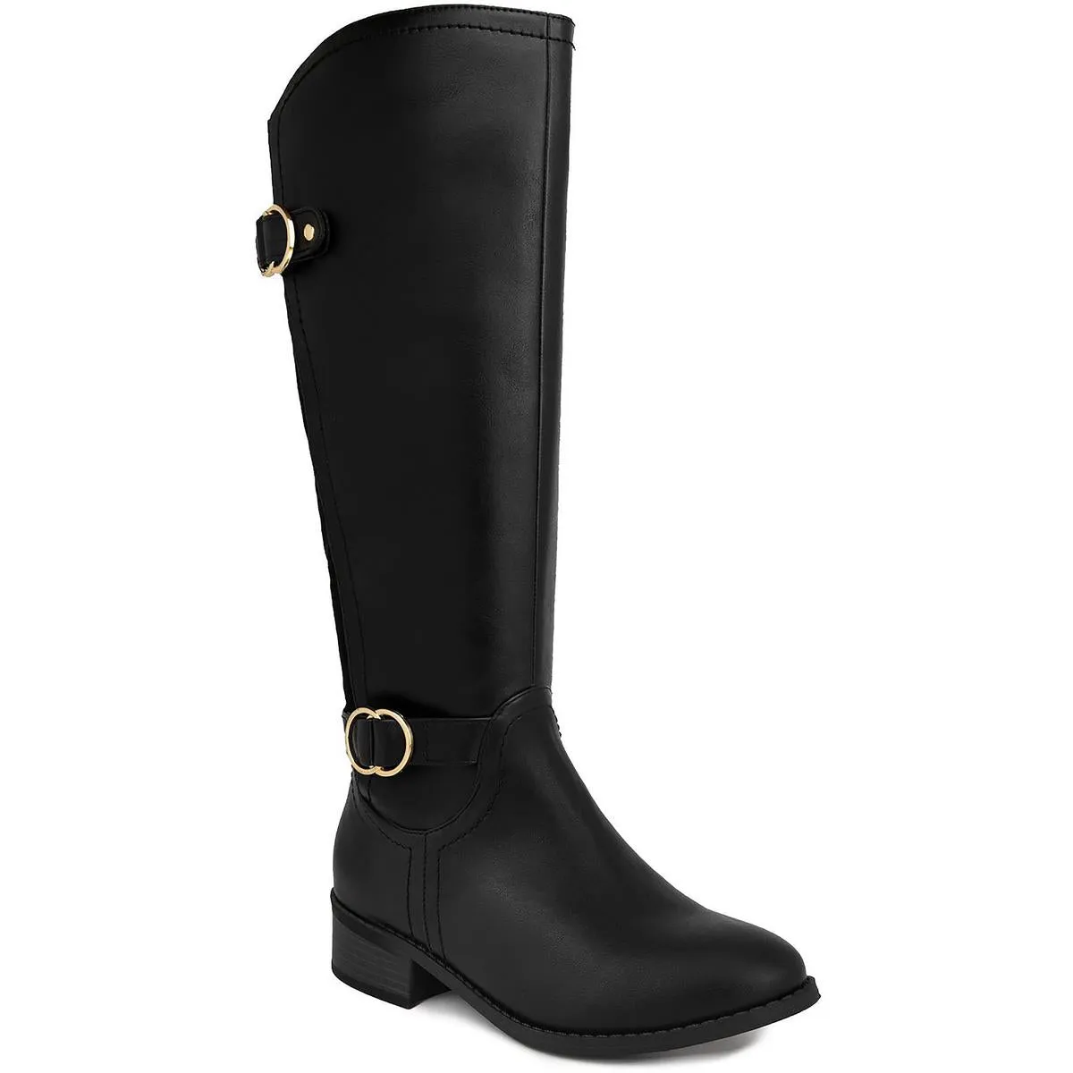 Womens Solid Faux Leather Knee-High Boots