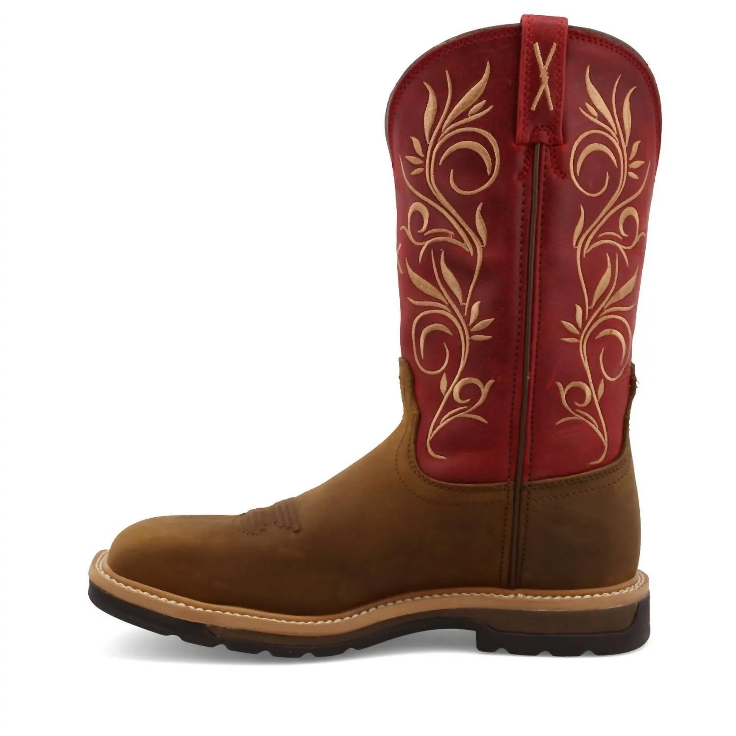 Women's Steel-Toe Pull-On Work Boot In Latigo/red